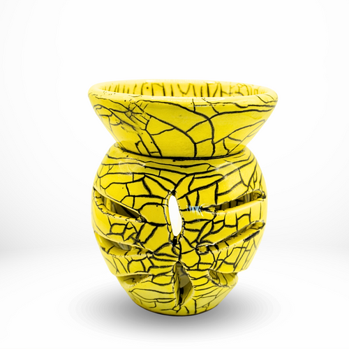 Brûleur d’Huile Parfumée en Céramique Jaune – Fabrication Artisanale à Marrakech
