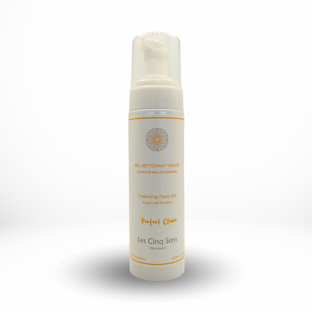 Gel Nettoyant Visage à l’Extrait de Feuilles d’Argan – Purifie et Équilibre la Peau