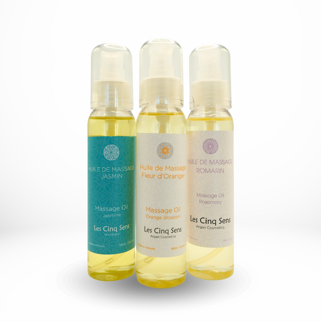 Coffret Huiles de Massage Naturelles – Jasmin, Fleur d’Oranger & Romarin