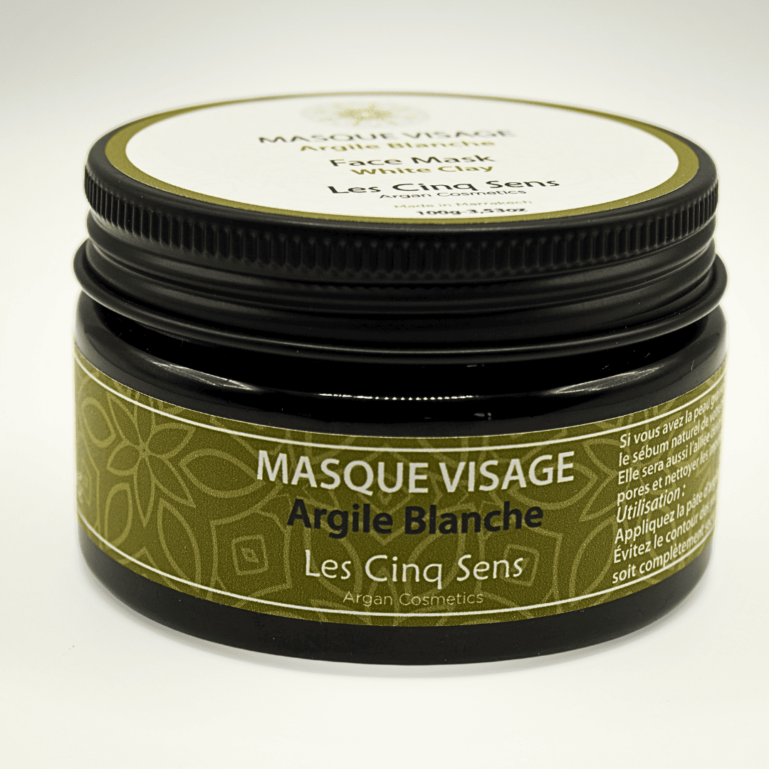 Masque Visage Argile Blanche 100ml – Apaisant & Éclat du Teint