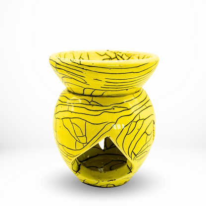 Brûleur d’Huile Parfumée en Céramique Jaune – Fabrication Artisanale à Marrakech